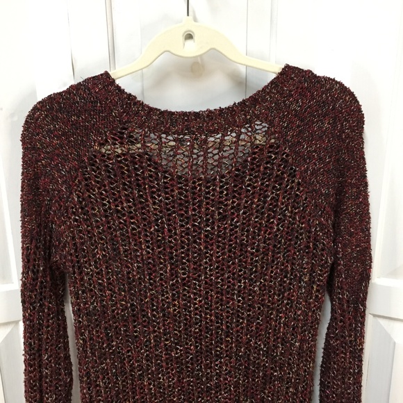 Buffalo David Bitton Red Open Knit Sweater w/ Subtle Sparkle - Picture 15 of 16